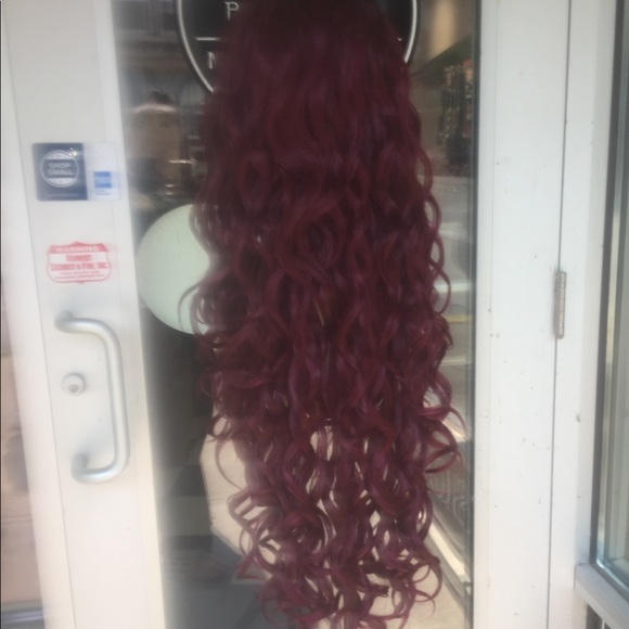 Wig Lacefront 30+ Long Burgundy Curly Wig main image 6